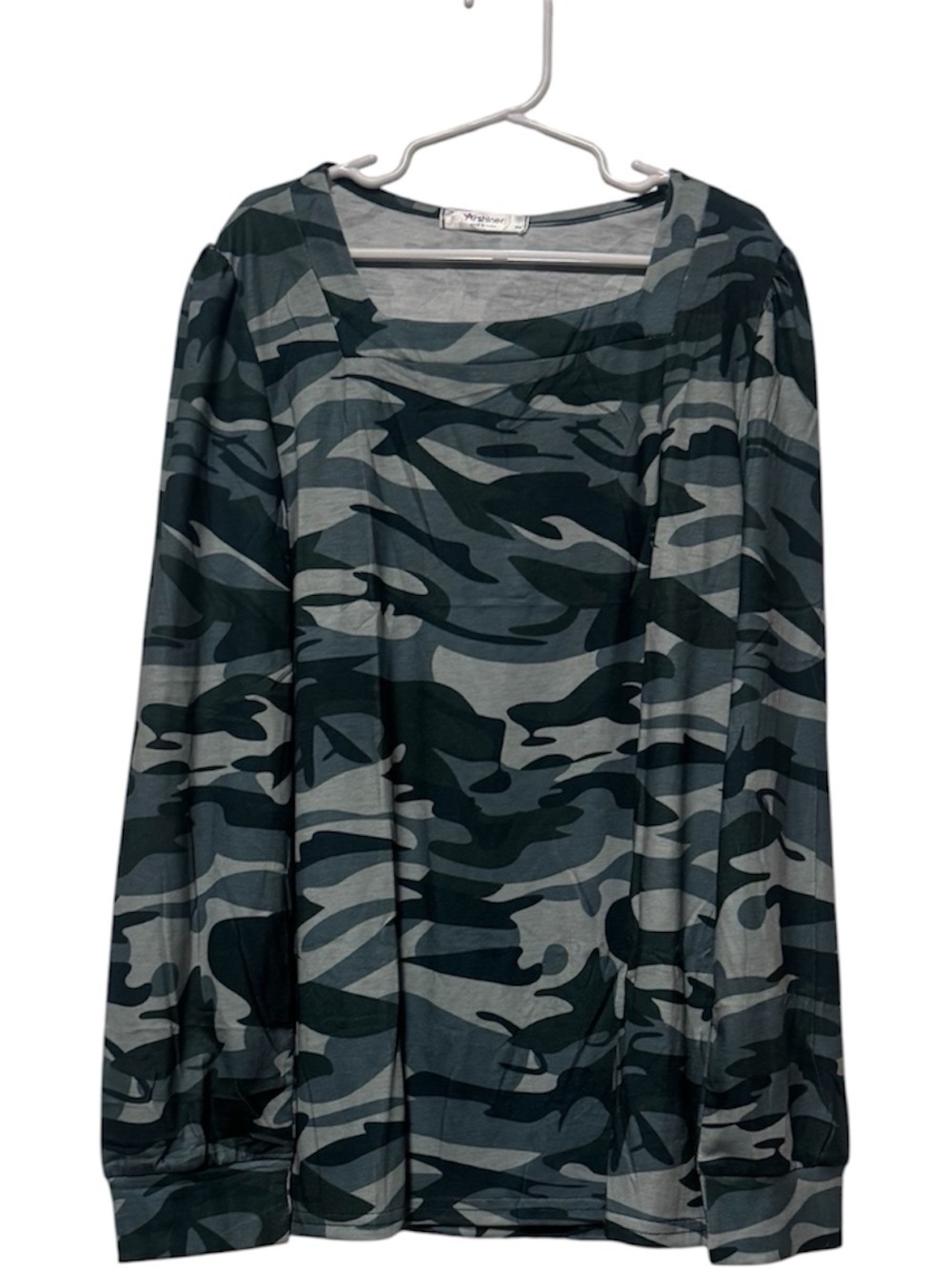 Girls' Long Sleeve Camo Top - Grey/Black
